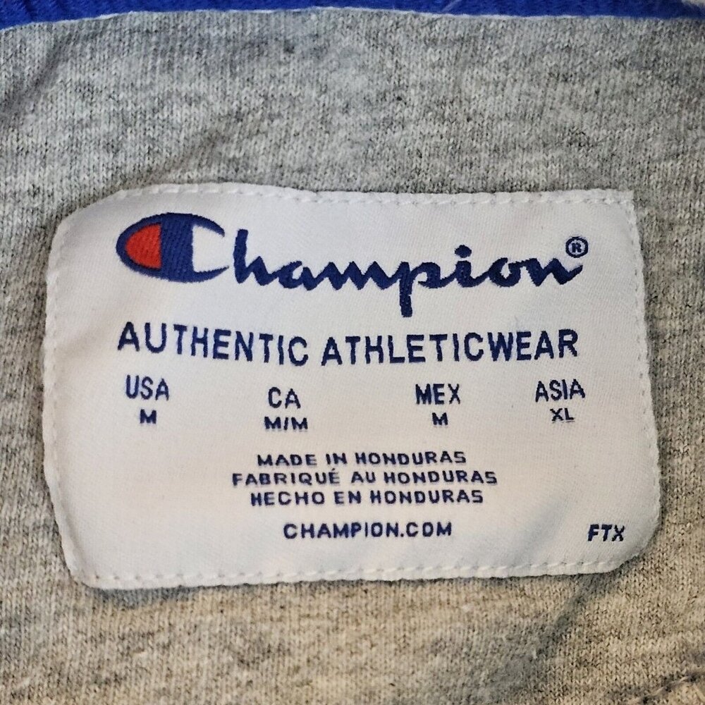 Champion Hoodie Mens M Gray Athletic Drawstring Pullover Sweatshirt - Picture 4 of 10